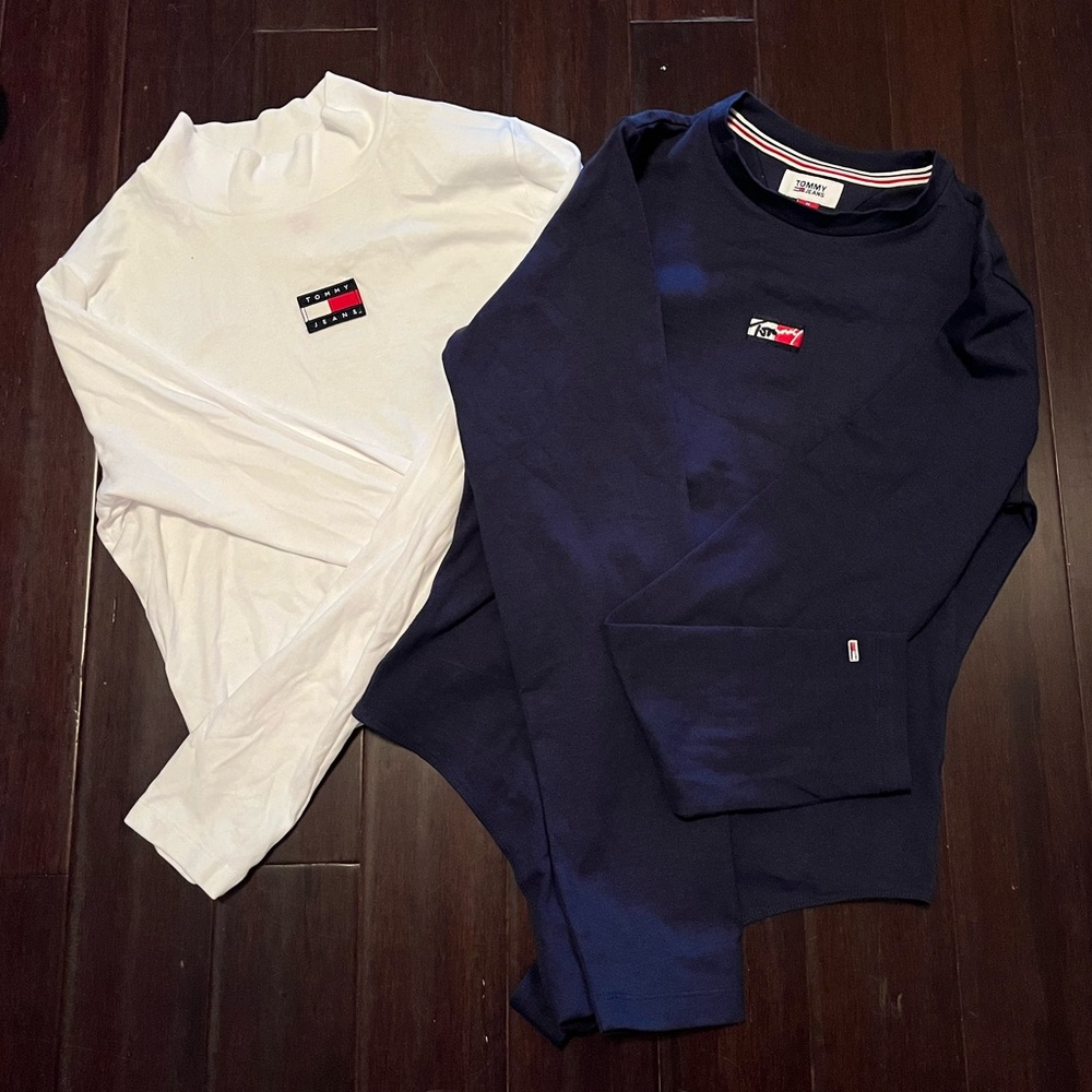 Tommy Hilfiger Navy blue and white long sleeve shirt US: Medium and Small